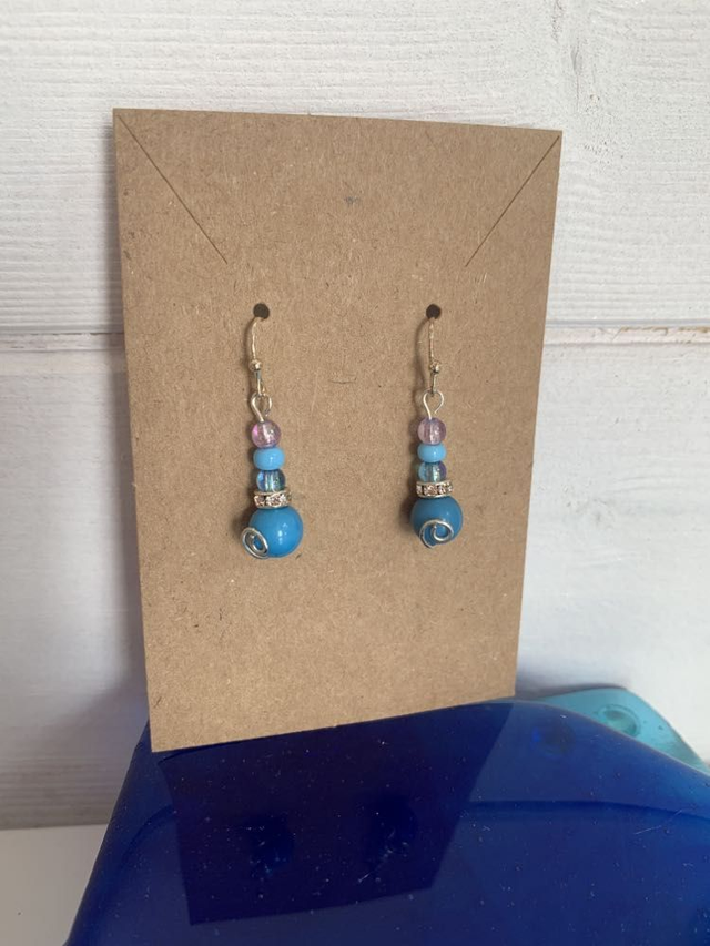 Earrings Turquoise and Silver Plated Mermaid Core Drop