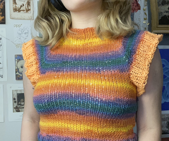 Dark rainbow vest 🌈 hand made