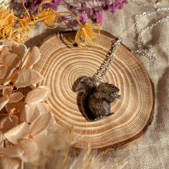 Grey Squirrel Necklace