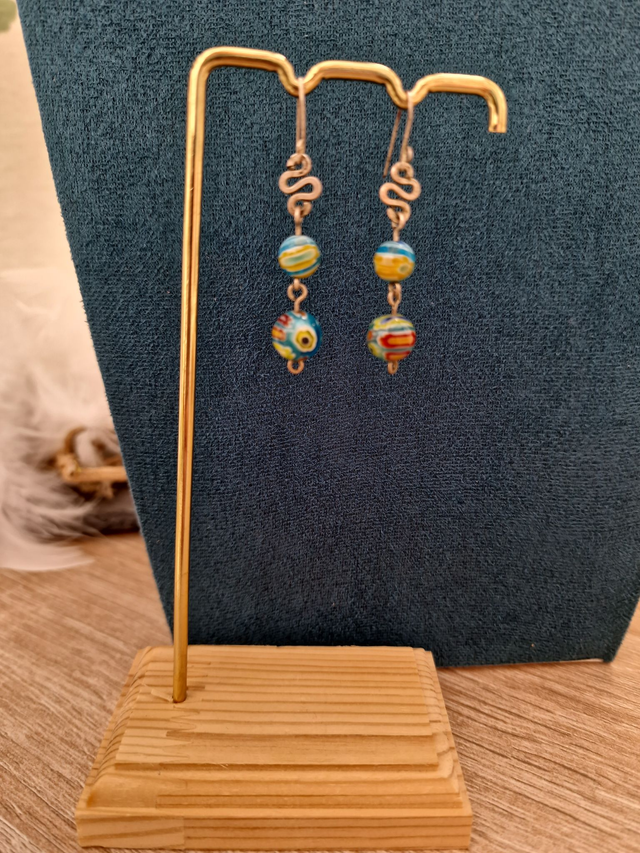 Parure Bijoux Boucle D'oreilles Serpents Perles Collier Réglable Soleil Perle