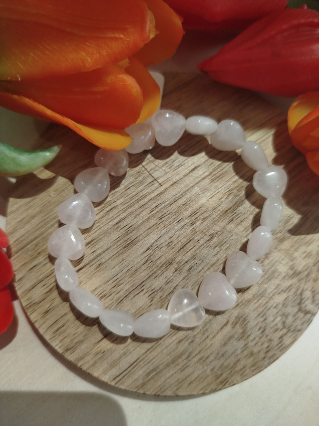Bracelet Coeur Quartz rose 