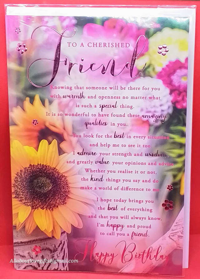 Friend Happy Birthday Card Gold Foil Stunning Quality Sentiment Words. 