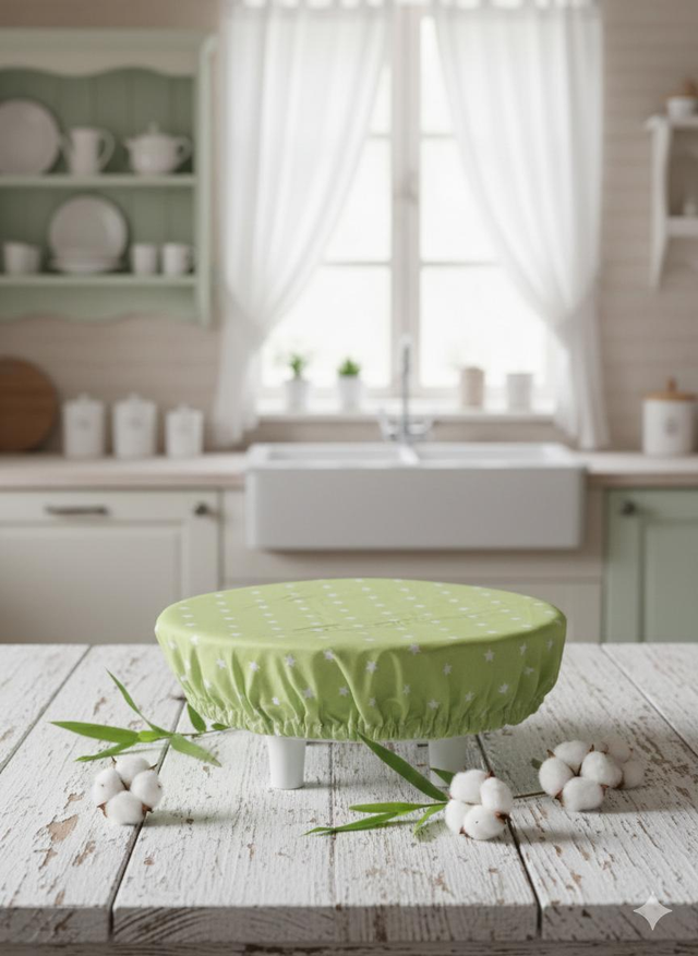 Couvre plat taille L vert étoile 