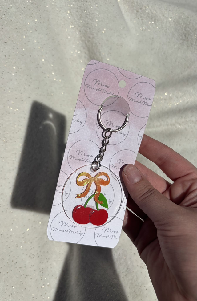 Cherries and Bows Keyrings