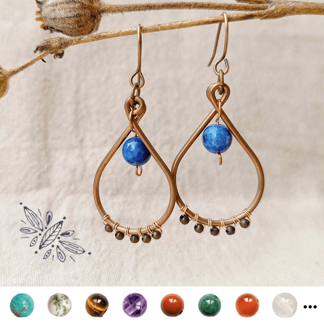 Boucle goutte tressée en cuivre