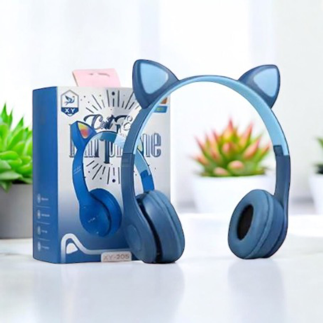 Casque Stéréo Bluetooth P47M avec Oreillette Lumineuse - Bleu