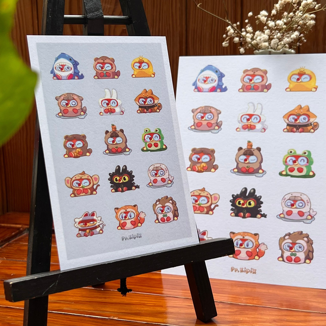 Affiche A4/A5/Carte - Pr.Kipik Cosplay d'animaux 