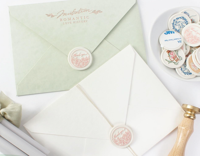 "Thank You" - Wax Seal Stickers for Wedding Invitations