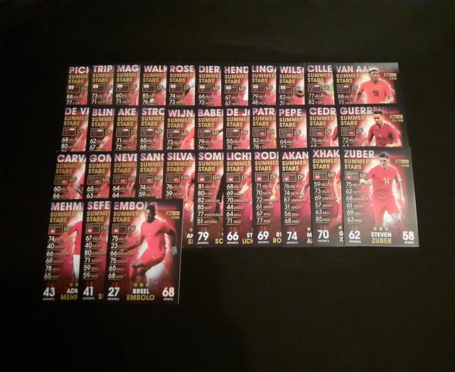 Summer Stars Match Attax 101 Original 36 Trading Card Full Set