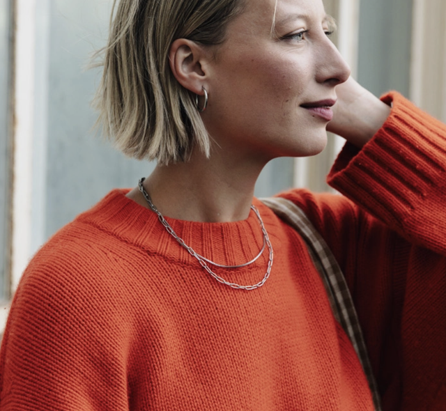 NM Silver Double Layer Feature Necklace, Waterproof