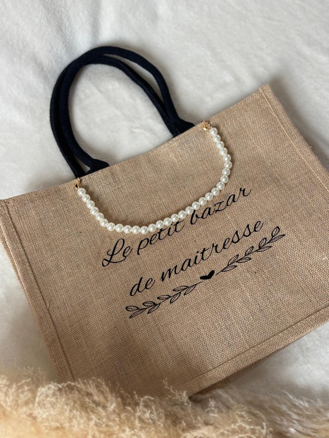 Sac en toile de jute anse noir à partir de