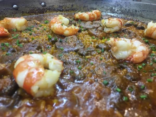 Arroz con setas y langostinos
