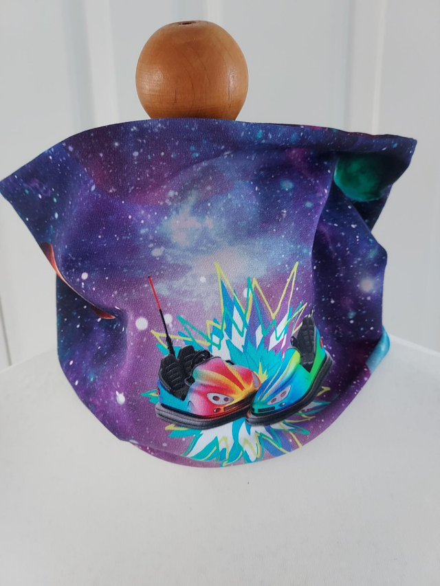 Space Bumper Car Jersey Neck Warmer, Snood with Space Jersey