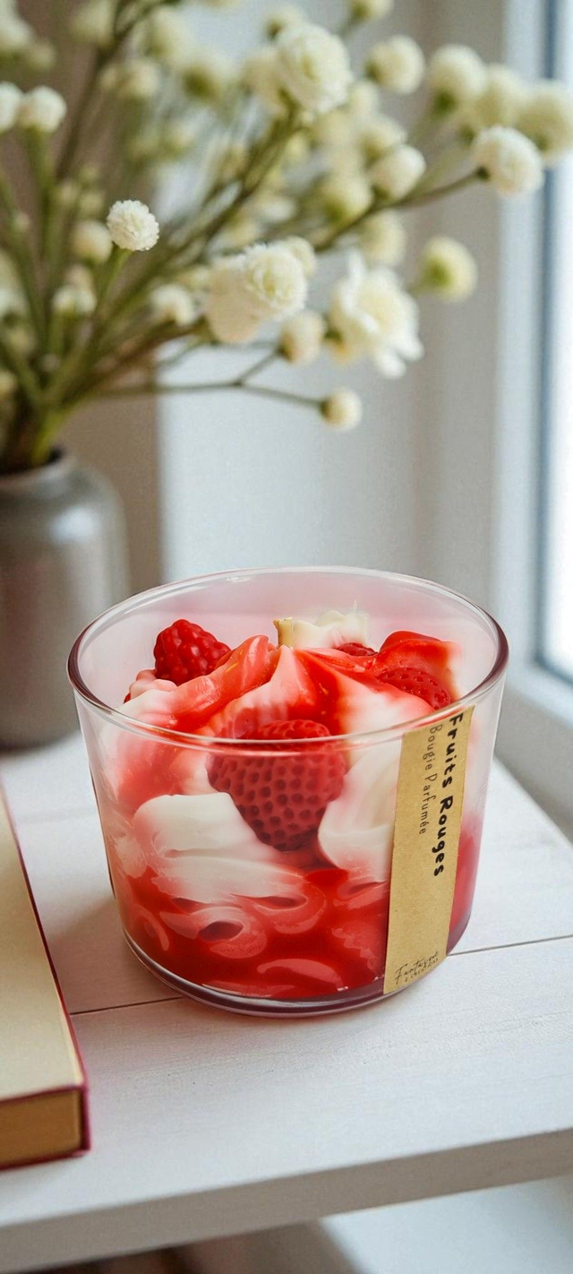 🍓 Bougie parfumée chantilly – Fruits Rouges