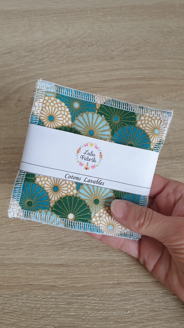 Lot de 4 cotons démaquillants VERT 