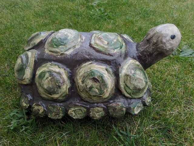 TORTUE DE TERRE, papier mâché, fait main, décoration ou cadeau unique, 32 cm