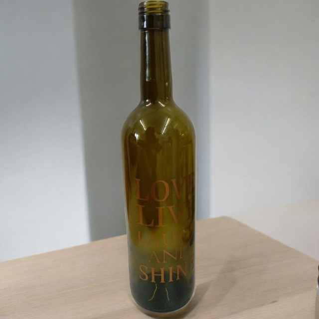 Flasche mit aufdruck  Glas