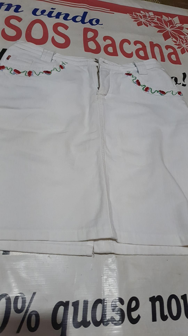 Saia Jeans Branca T/40
