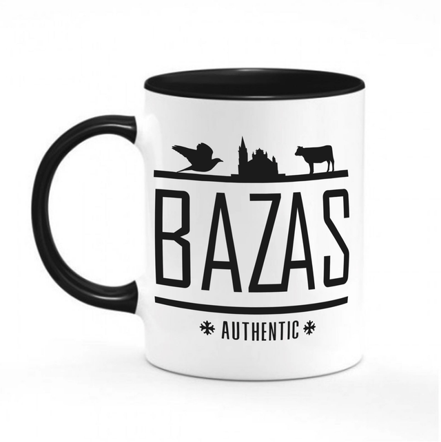 Mug céramique blanc intérieur noir &quot;Bazas authentic&quot;