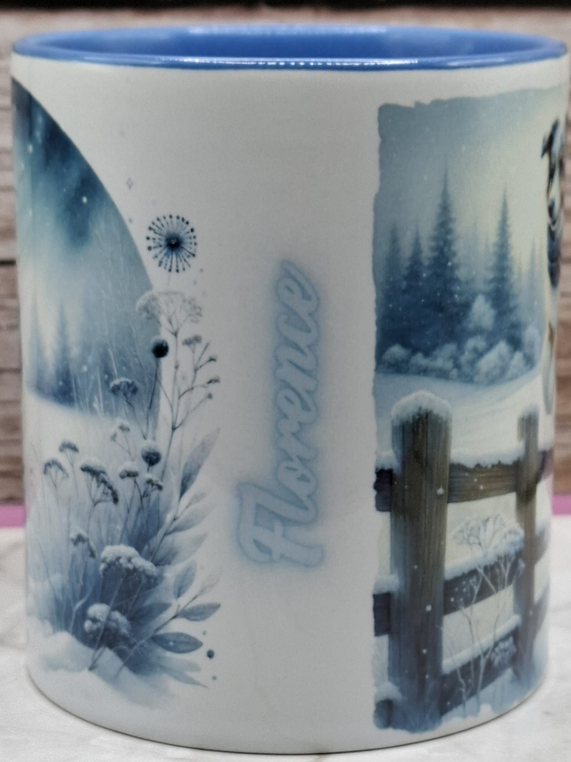 Mug bleu foncé berger australien personnalisable