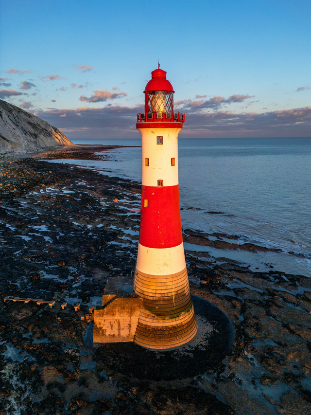 Beachy Head Lighthouse at Sunset - Eastbourne | Prints &amp; Mounts | Aerial Photography