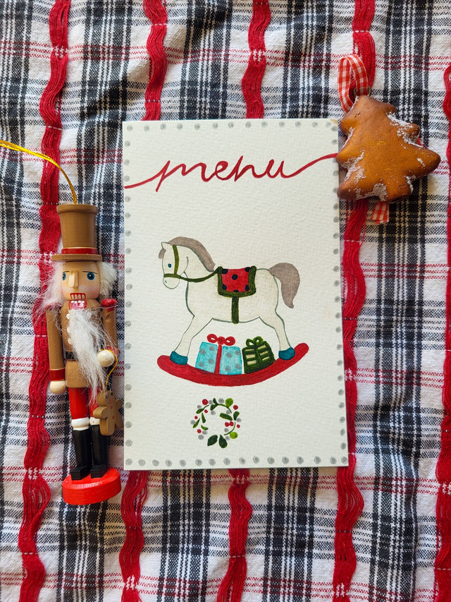 Carte menu cheval à bascule 