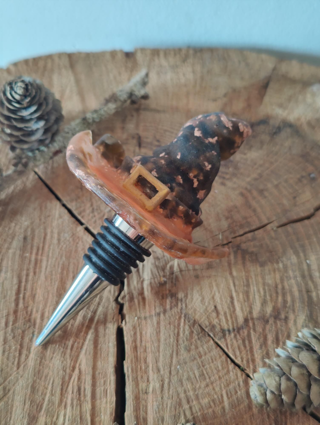 Bouchon de bouteilles réutilisable en verre recyclé modèle chapeau de sorcière 