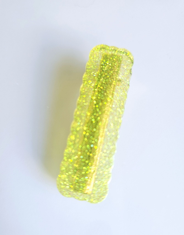 BARRETTE JAUNE FLUO PAILLETTÉ