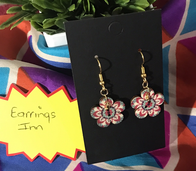 Mixed Colour Wood Earrings- MWD91