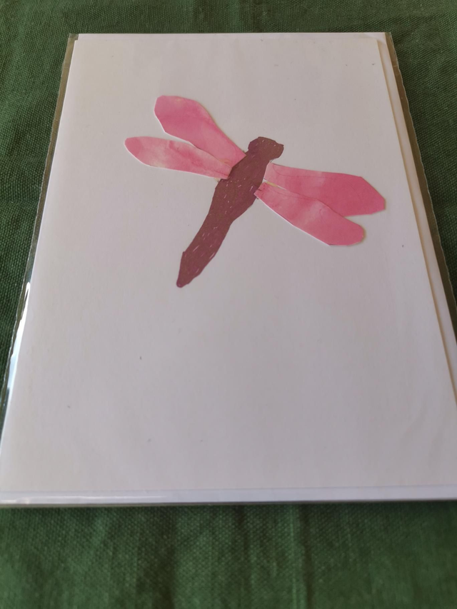 Pink dragonfly card