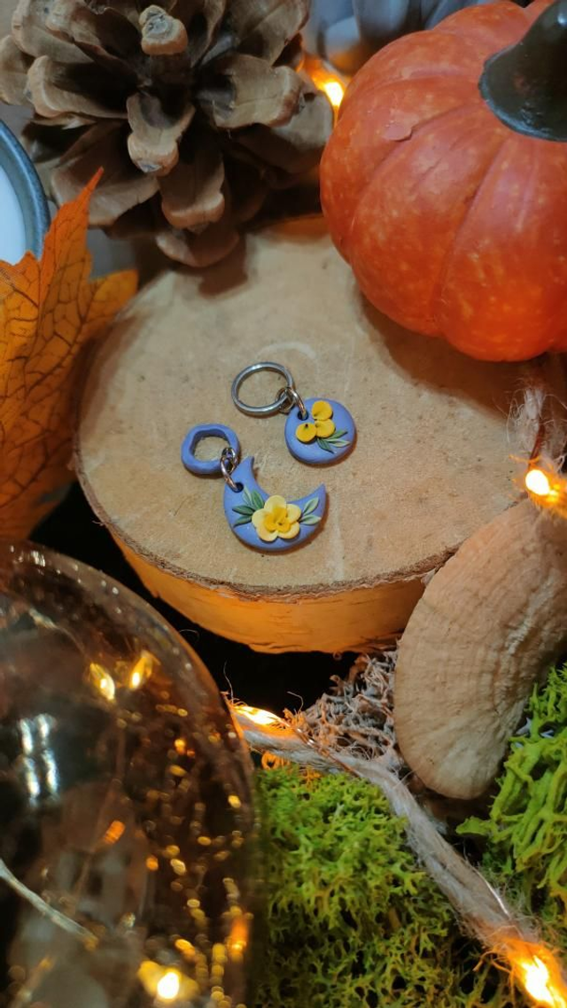 Marqueur Lune fleurie marine lot de 2