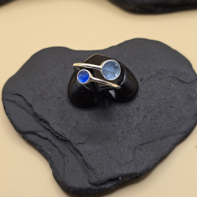 925 Double Circle Ring with Sterling Silver and Berwickshire Seaglass