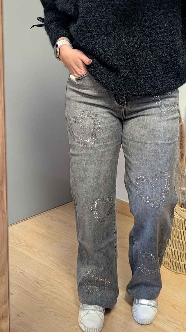 Jeans strass coeur