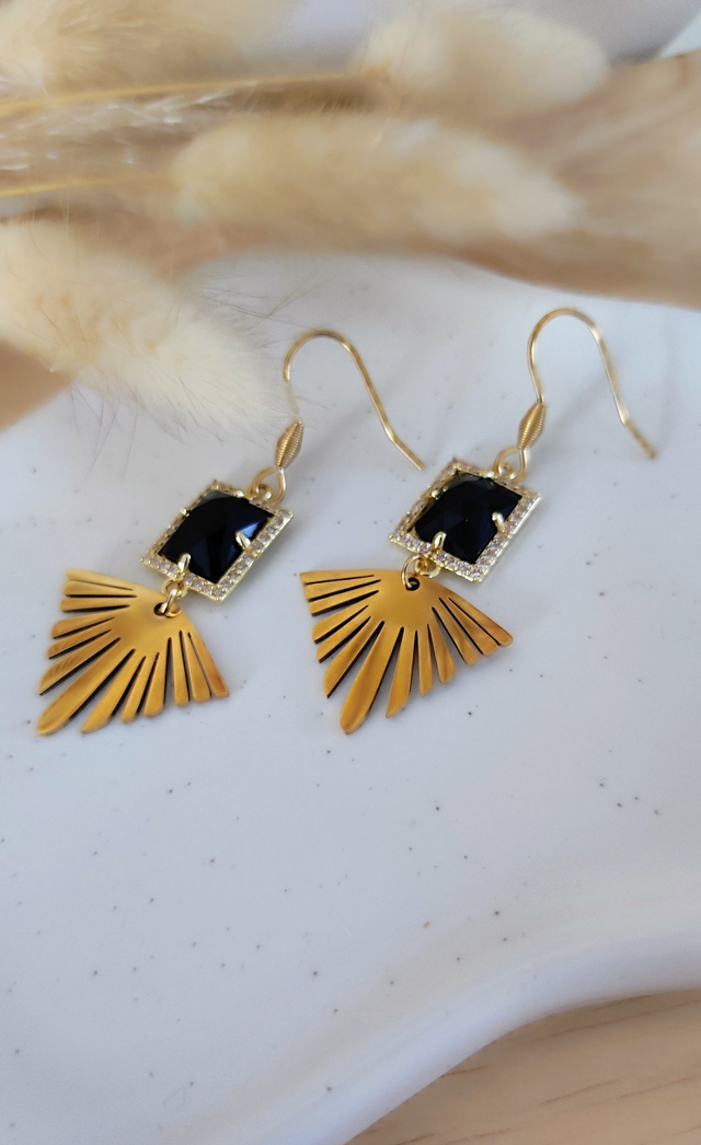 Boucles d'oreilles "Éclat" Obsidienne