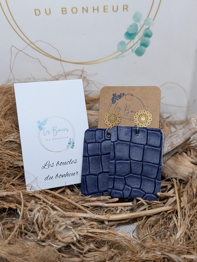 Boucles d'oreilles Léontine bleu marine l014
