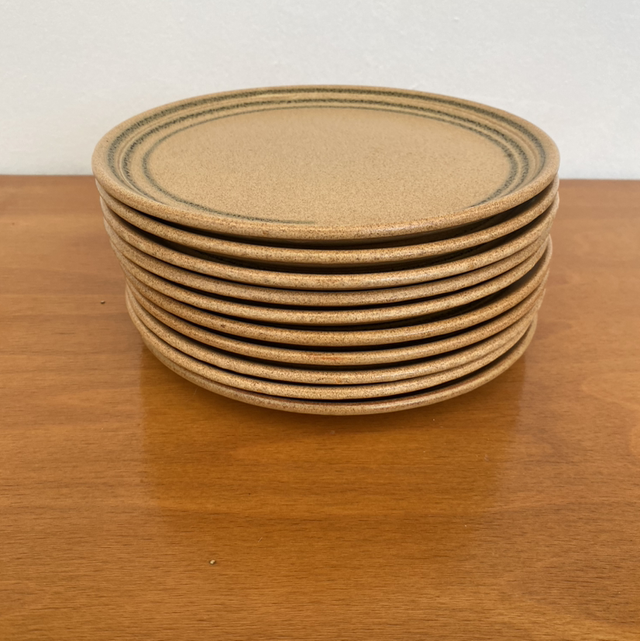 assiettes en grès liseré vert Sarreguemines