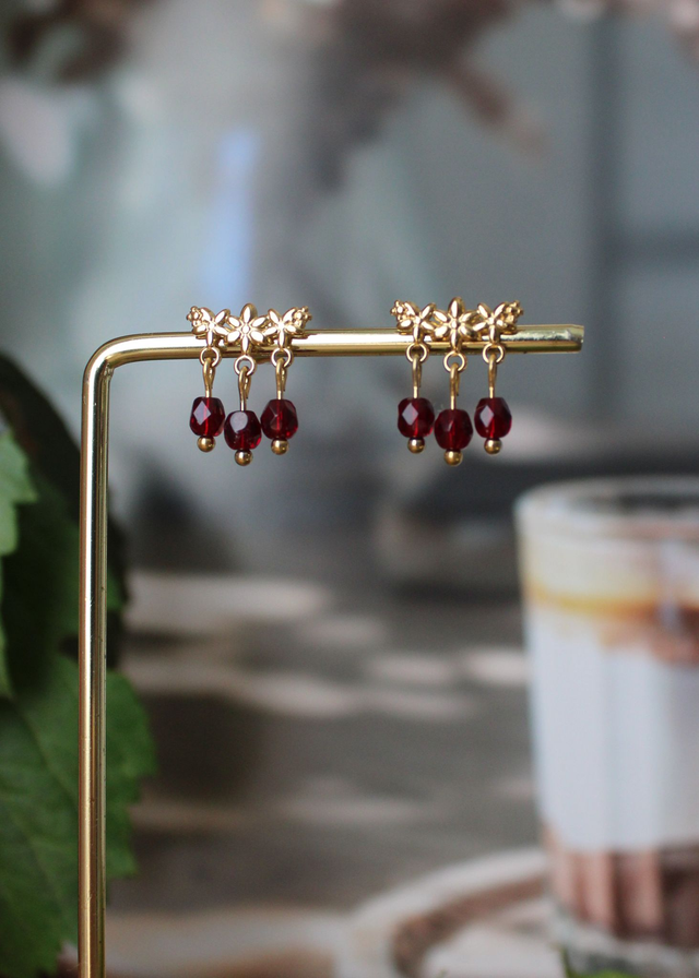 Boucles d’oreilles Lyséa - rouge foncé 