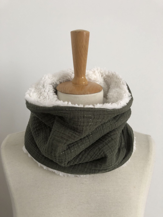 Snood kaki doublé sherpa