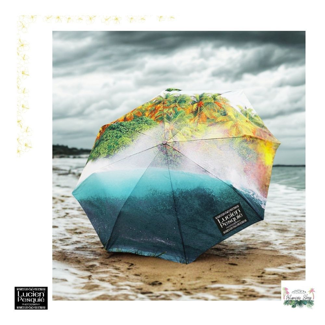 Parapluie Pliant "Vague et Cocotiers à Apataki"