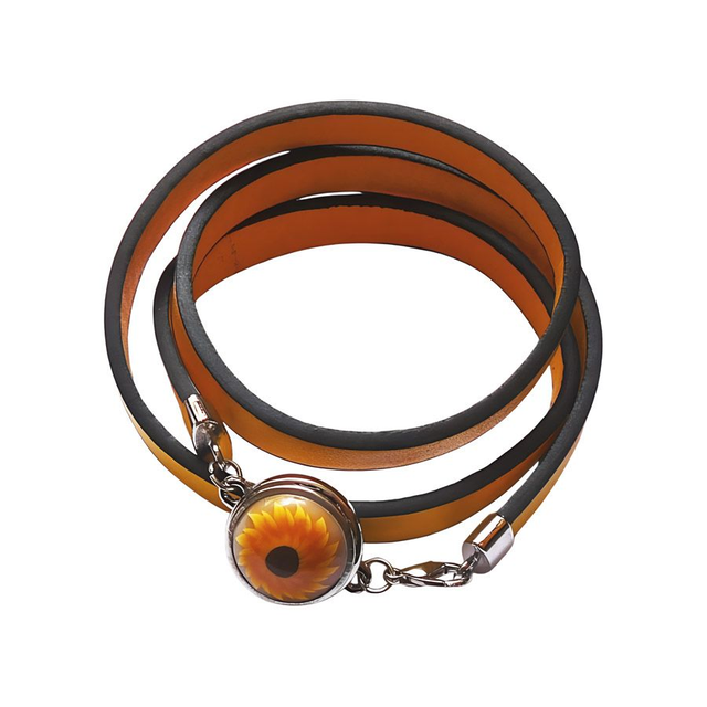 Bracelet homme femme simili cuir jaune tournesol jaune