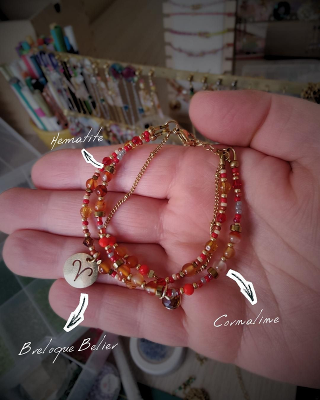 Bracelet Astro Bélier & Cornaline - Rouge