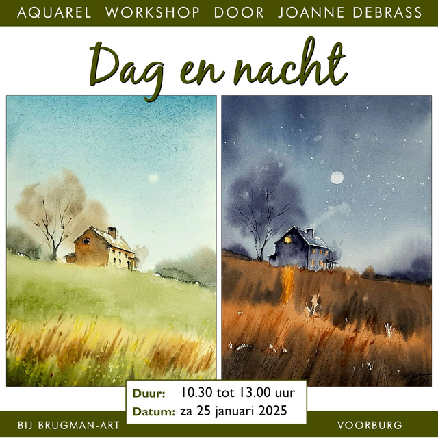 25-01-2025, 10.30-13.00, Aquarel workshop - dag en nacht bij Brugman-Art