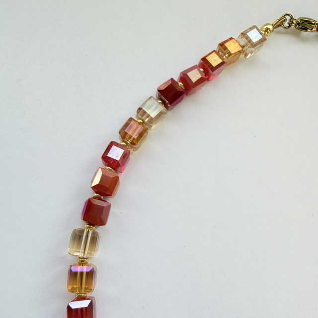 Sienna - Autumnal Faceted Cube Glass Beaded Choker Style Necklace