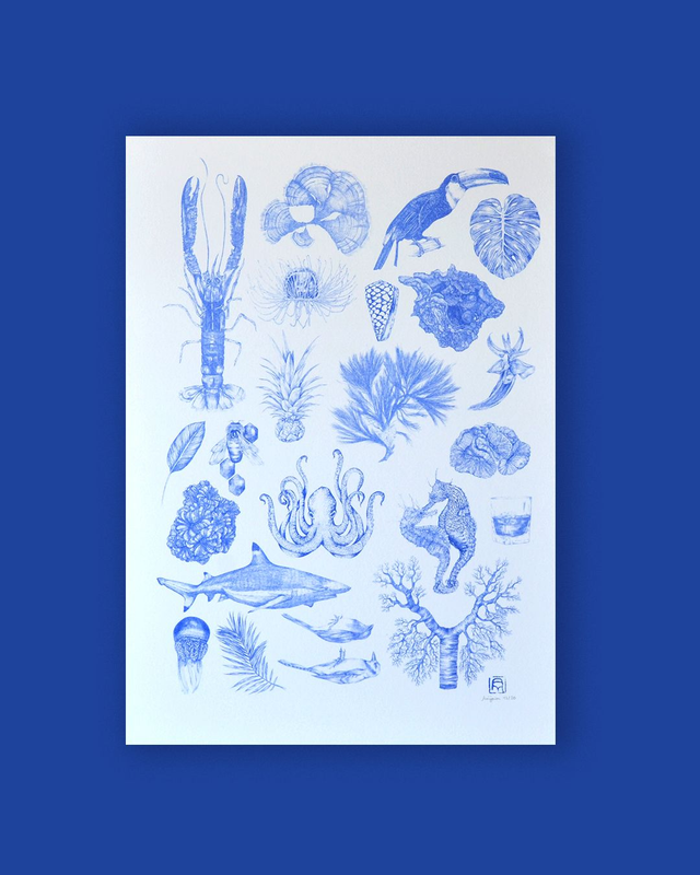 Affiche imprimée en risographie Bestaire I