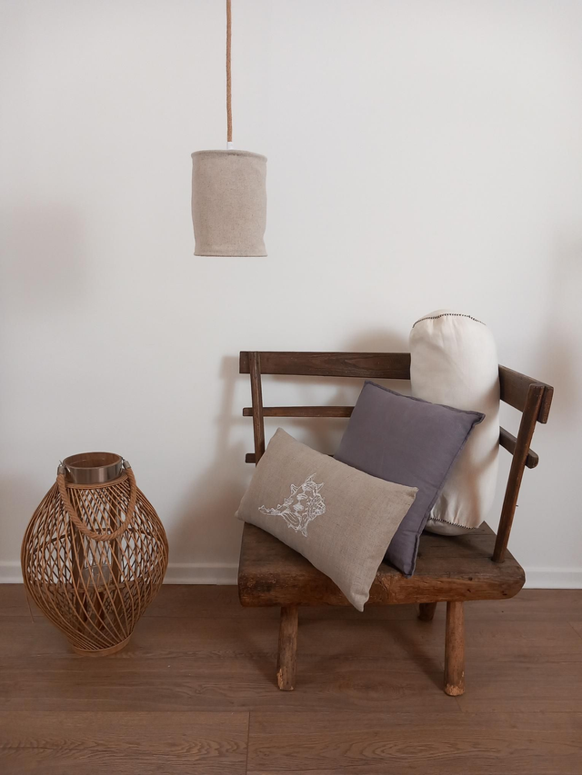 Abat-jour suspension en chanvre naturel uni (Ø15 cm)