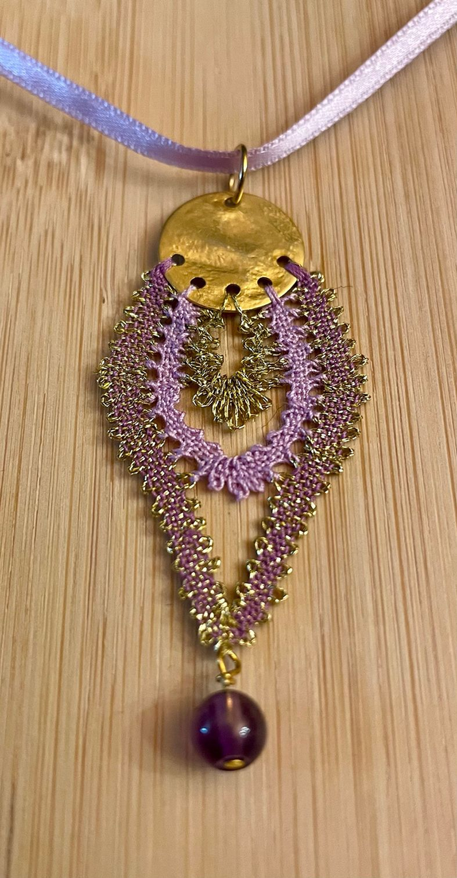 Pendentif Ovale - mauve