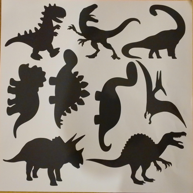 Set of 9 Decorative Dinosaur Sticker Decals -Car, Window, Wall,  Furniture, Tile, Mirror Sticker Decals