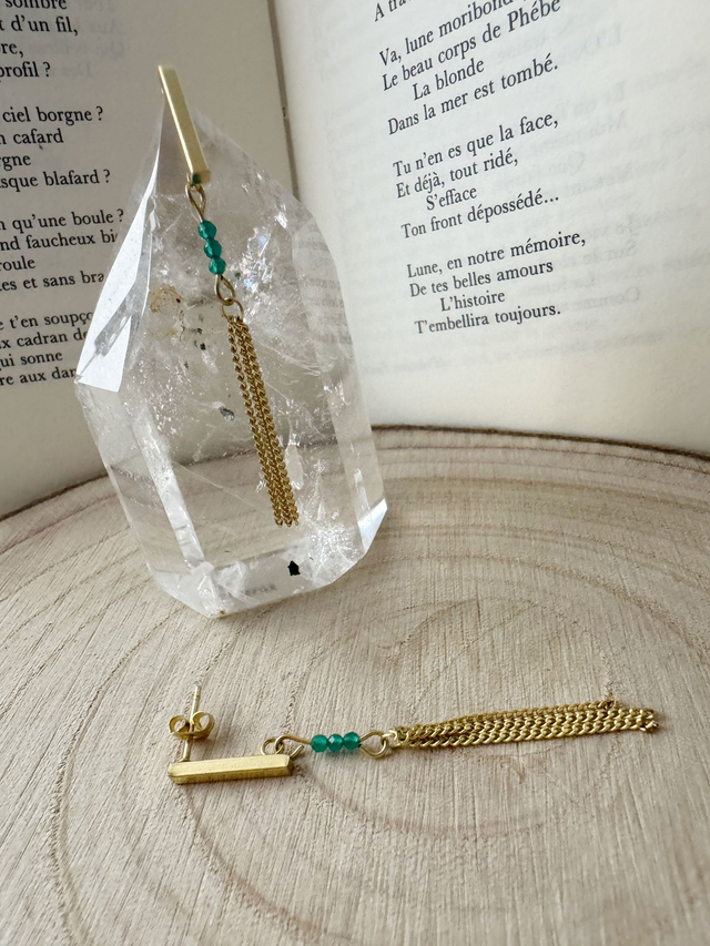 Boucles Nicole en Agate verte 