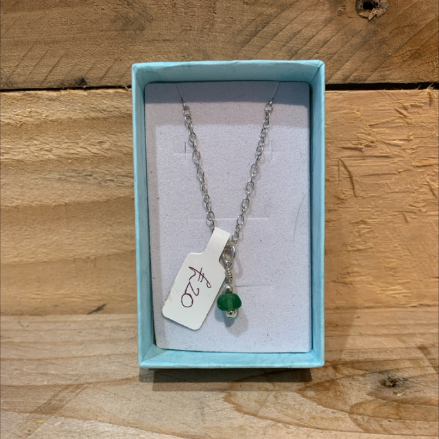 Silver Necklace with Sea Glass 