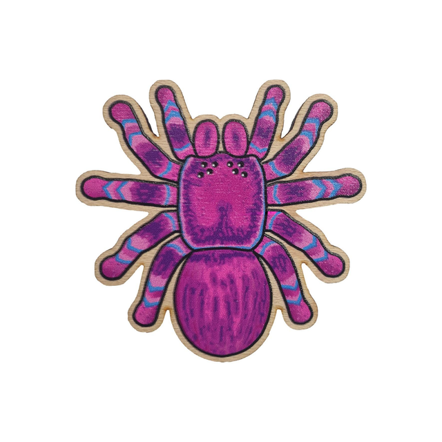 Pink Tarantula Wooden Pin Badge